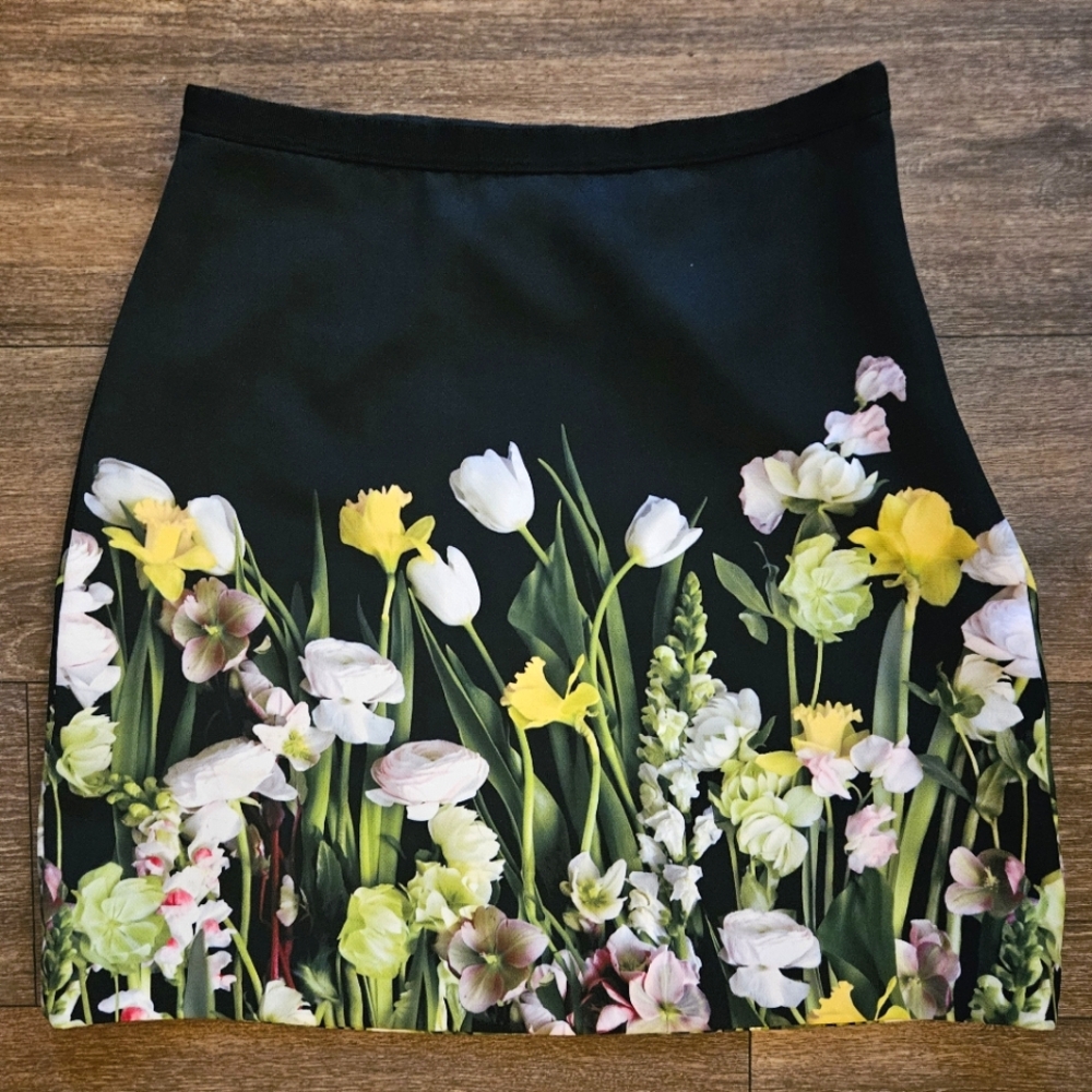 Victoria Beckham for Target black floral skirt
